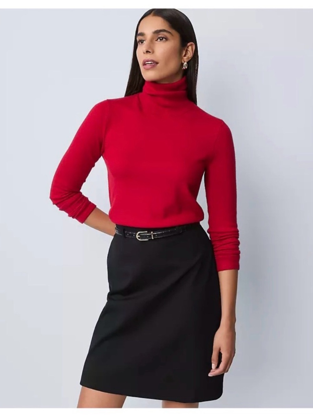 Ann Taylor Crimson Red Turtleneck Sweater Small Petite